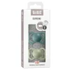 BIBS Succhietti-Set 2 Ciucci Tettarella Simmetrica In Gomma Naturale 6/18 Mesi - Colore Island Sea E Verde Salvia -