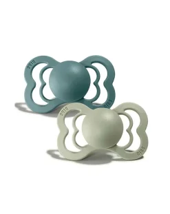 BIBS Succhietti-Set 2 Ciucci Tettarella Simmetrica In Gomma Naturale 6/18 Mesi - Colore Island Sea E Verde Salvia -