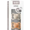 BIBS Succhietti-Set 2 Ciucci Tettarella Simmetrica In Gomma Naturale 0/6 Mesi - Colore Vaniglia E Pesca -