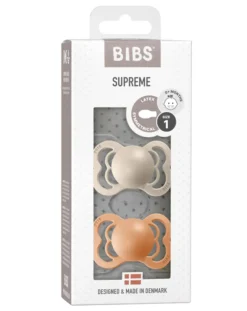 BIBS Succhietti-Set 2 Ciucci Tettarella Simmetrica In Gomma Naturale 0/6 Mesi - Colore Vaniglia E Pesca -