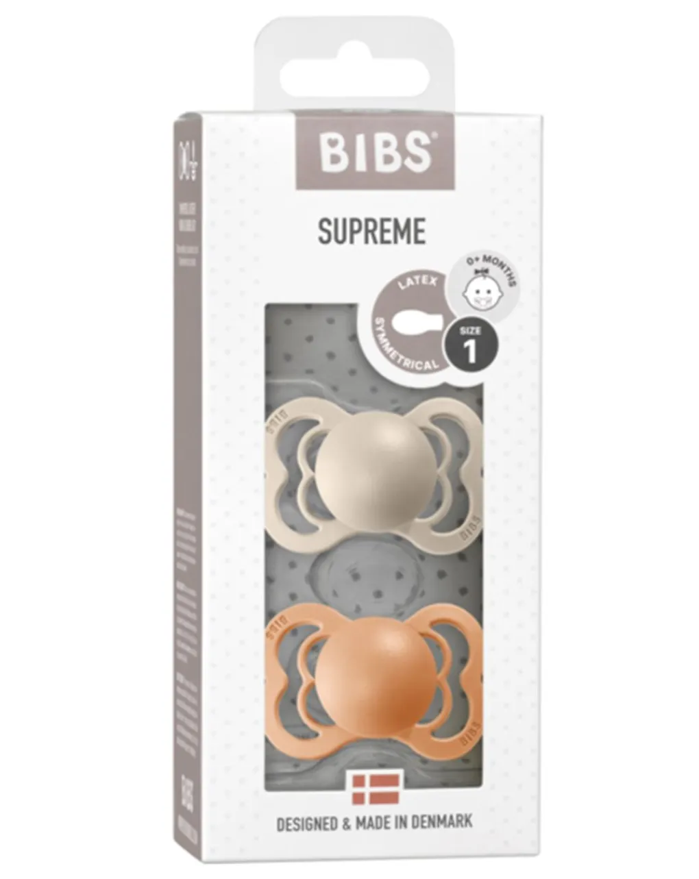 BIBS Succhietti-Set 2 Ciucci Tettarella Simmetrica In Gomma Naturale 0/6 Mesi - Colore Vaniglia E Pesca -
