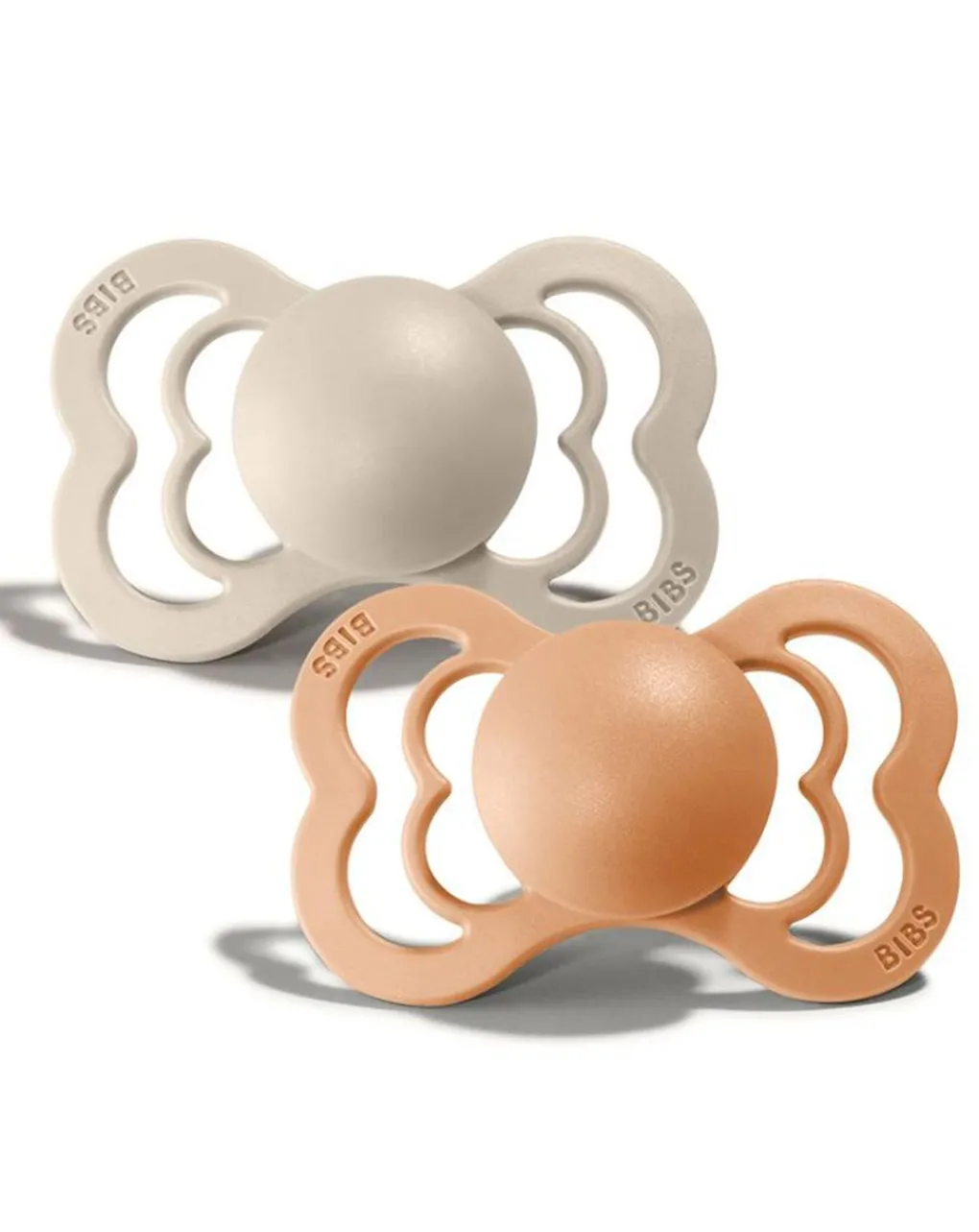 BIBS Succhietti-Set 2 Ciucci Tettarella Simmetrica In Gomma Naturale 0/6 Mesi - Colore Vaniglia E Pesca -