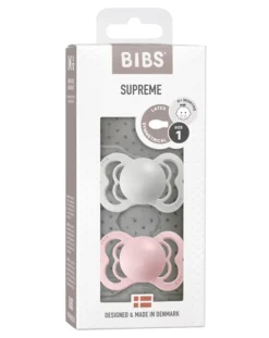 BIBS Succhietti-Set 2 Ciucci Tettarella Simmetrica In Gomma Naturale 0/6 Mesi - Colore Haze E Rosa -