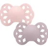 BIBS Succhietti-Set 2 Ciucci Tettarella Simmetrica In Silicone 6/18 Mesi - Colore Blossom/Dusky Lilac -