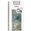 BIBS Succhietti-Set 2 Ciucci Tettarella Simmetrica In Gomma Naturale 0/6 Mesi - Colore Island Sea E Verde Salvia -