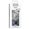 BIBS Succhietti-Set 2 Ciucci Tettarella Simmetrica In Gomma Naturale 6/18 Mesi - Colore Cloud E Steel Blue -
