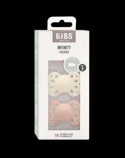 BIBS Succhietti-Set 2 Ciucci Tettarella Simmetrica In Silicone 6/18 Mesi - Colore Avorio/Rosa Cipria -