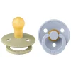 BIBS Succhietti-Set 2 Ciucci Tettarella Tonda In Gomma Naturale 6/18 Mesi - Colore Khaki E Dusty Blue -