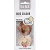 BIBS Succhietti-Set 2 Ciucci Tettarella Tonda In Gomma Naturale 0/6 Mesi - Colore Woodchuck E Rosa Cipria -