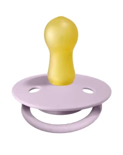 BIBS Succhietti-Set 2 Ciucci Tettarella Tonda In Gomma Naturale 0/6 Mesi - Colore Lilla Chiaro E Heather -