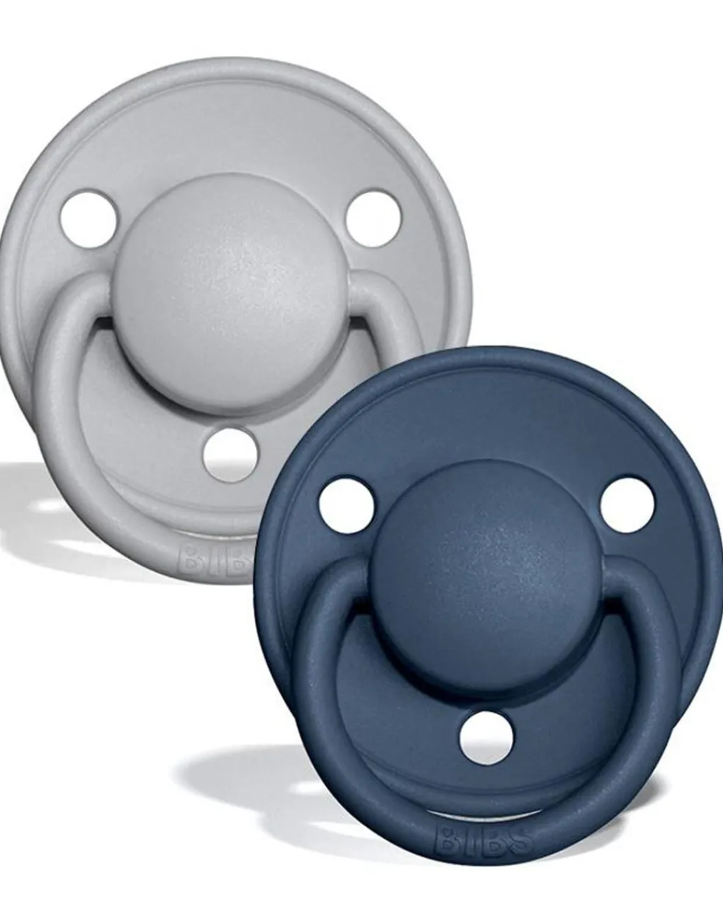 BIBS Succhietti-Set 2 Ciucci Tettarella Tonda In Gomma Naturale 6/18 Mesi - Colore Cloud E Steel Blue -