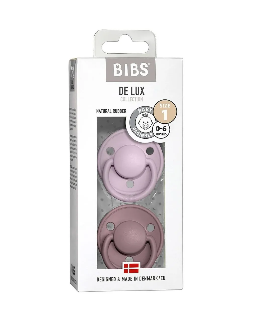 BIBS Succhietti-Set 2 Ciucci Tettarella Tonda In Gomma Naturale 6/18 Mesi - Colore Lilla Chiaro E Heather -