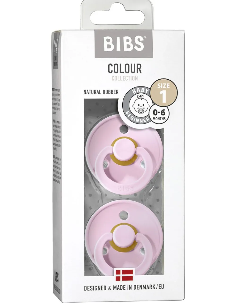 BIBS Succhietti-Set 2 Ciucci Tettarella Tonda In Gomma Naturale 0/6 Mesi - Colore Baby Pinke Baby Pink -