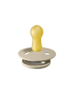 BIBS Succhietti-Set 2 Ciucci Tettarella Tonda In Gomma Naturale 6/18 Mesi - Colore Sunshine E Sabbia -