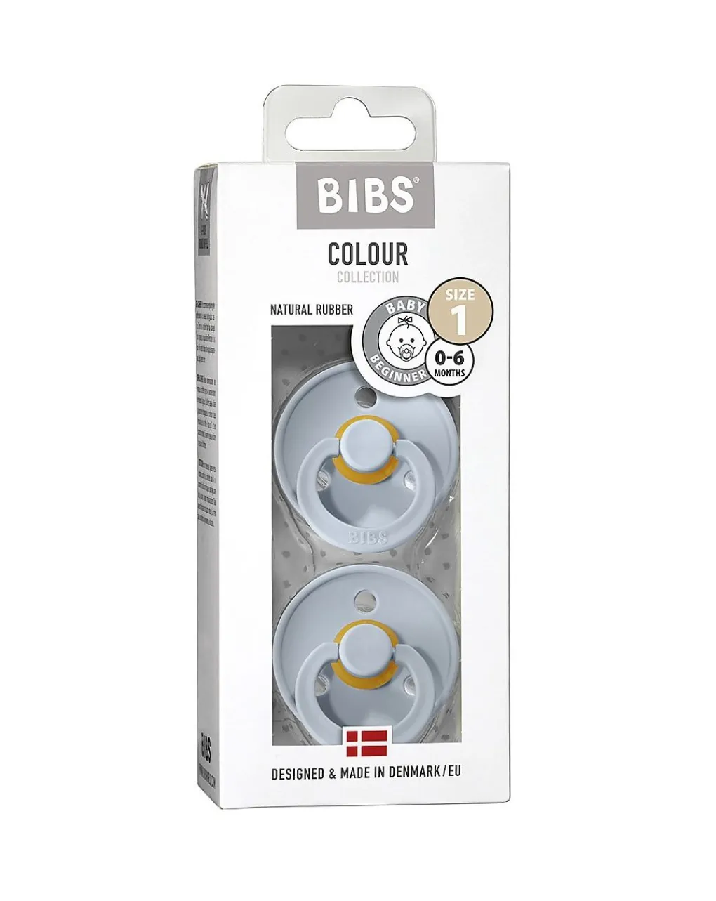 BIBS Succhietti-Set 2 Ciucci Tettarella Tonda In Gomma Naturale 6/18 Mesi - Colore Baby Blue E Baby Blue -