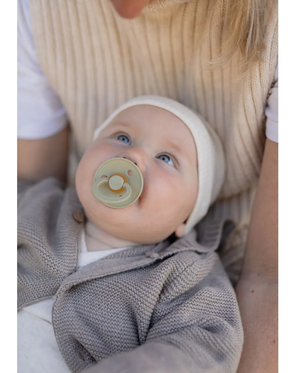 BIBS Succhietti-Set 2 Ciucci Tettarella Tonda In Gomma Naturale 0/6 Mesi - Colore Khaki E Dusty Blue -