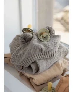 BIBS Succhietti-Set 2 Ciucci Tettarella Tonda In Gomma Naturale 0/6 Mesi - Colore Khaki E Dusty Blue -