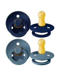 BIBS Succhietti-Set 2 Ciucci Tettarella Tonda In Gomma Naturale 6/18 Mesi - Colore Deep Space E Petrolio -