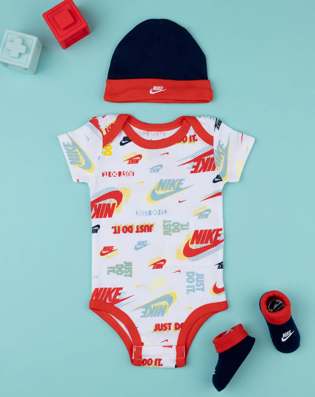 Nike Accessori Neonato-Set 3 Pezzi Neonato Cappellino + Body + Scarpine