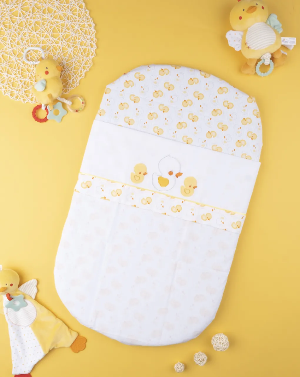 Prenatal Lenzuola E Trapunte-Set 3 Pezzi "Paperelle” Oeko-Tex