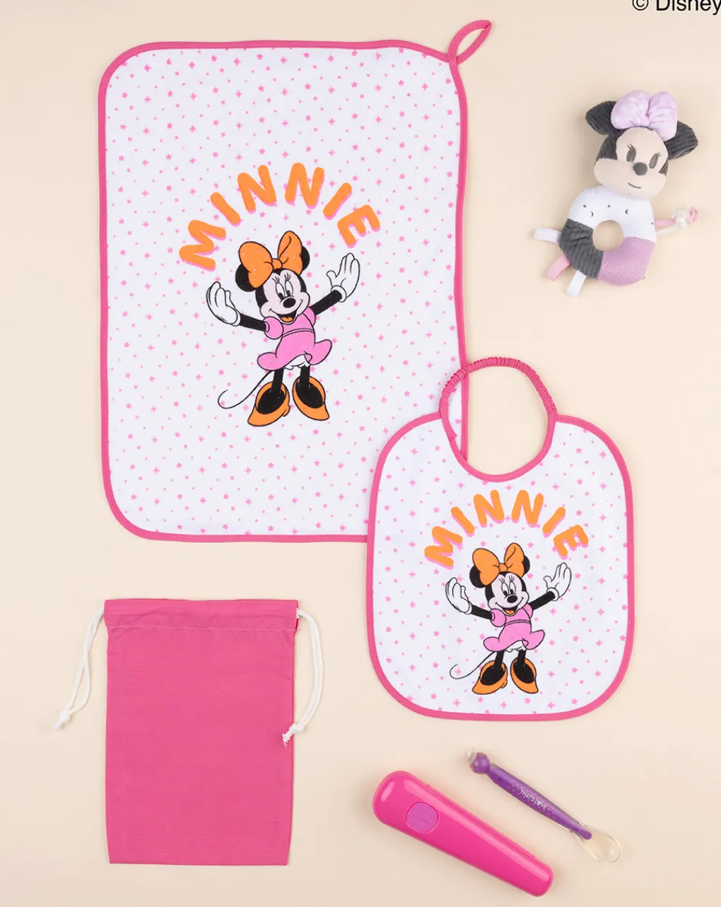 Prenatal Bavaglini-Set Asilo Bimba "Minnie” Rosa/Giallo