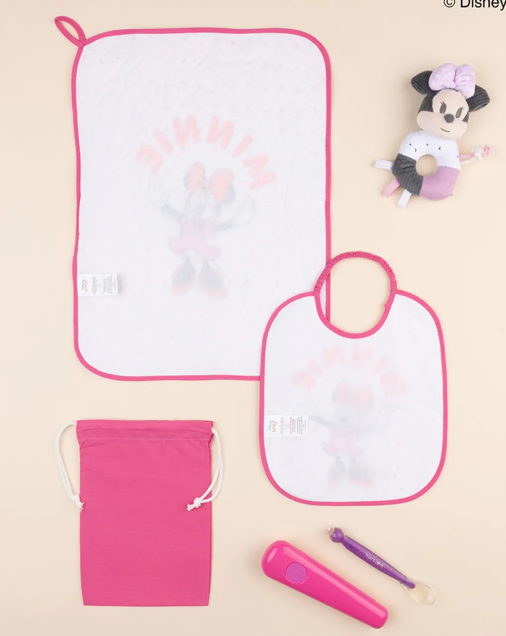 Prenatal Bavaglini-Set Asilo Bimba "Minnie” Rosa/Giallo