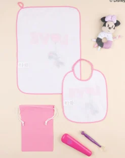 Prenatal Bavaglini-Set Asilo Bimba "Minnie” Rosa