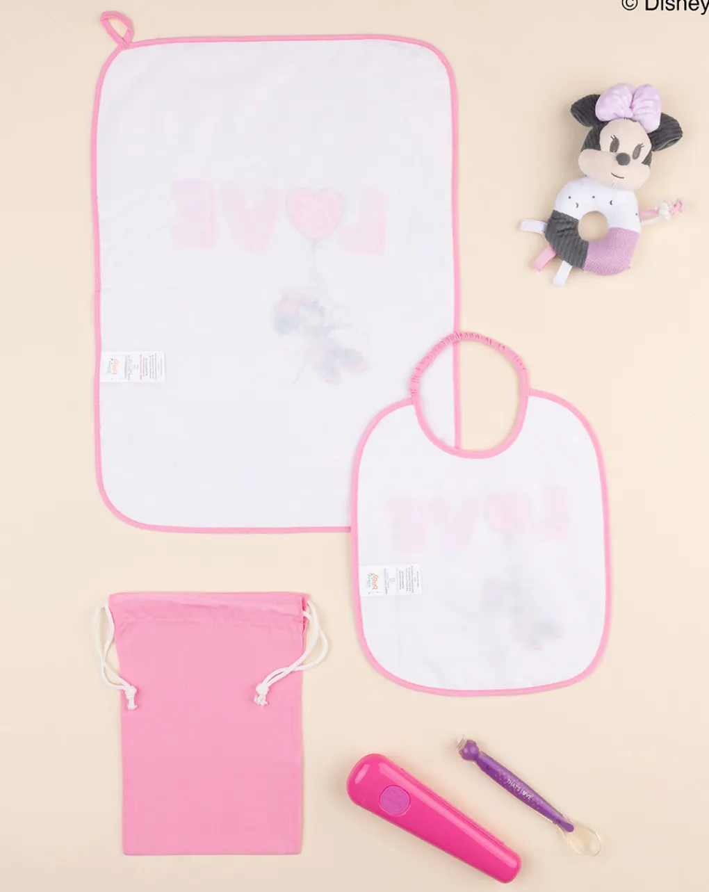 Prenatal Bavaglini-Set Asilo Bimba "Minnie” Rosa
