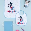 Prenatal Bavaglini-Set Asilo Bimbo "Mickey Mouse” Azzurro