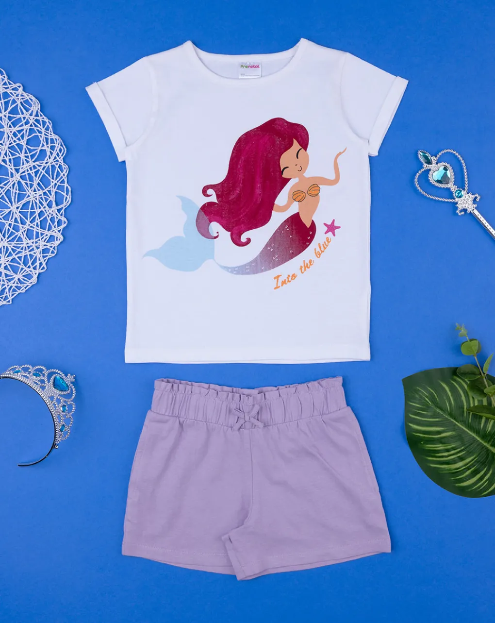 Prenatal Vestiti E Completi-Set Bambina T-Shirt + Shorts "Sirenetta”