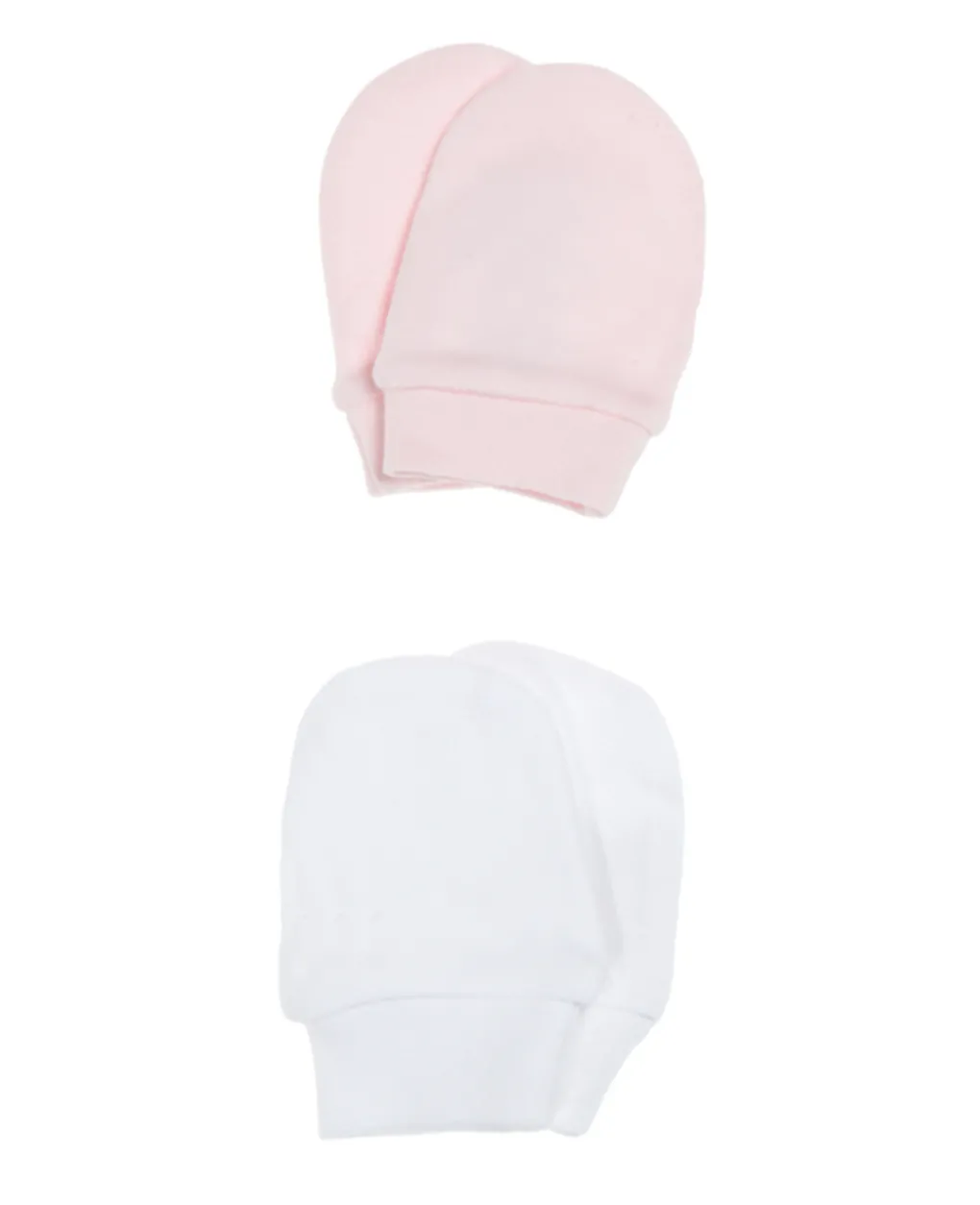 Prenatal Cappellini Cuffiette E Muffole-Set Di Due Paia Di Muffole Bianche E Rosa
