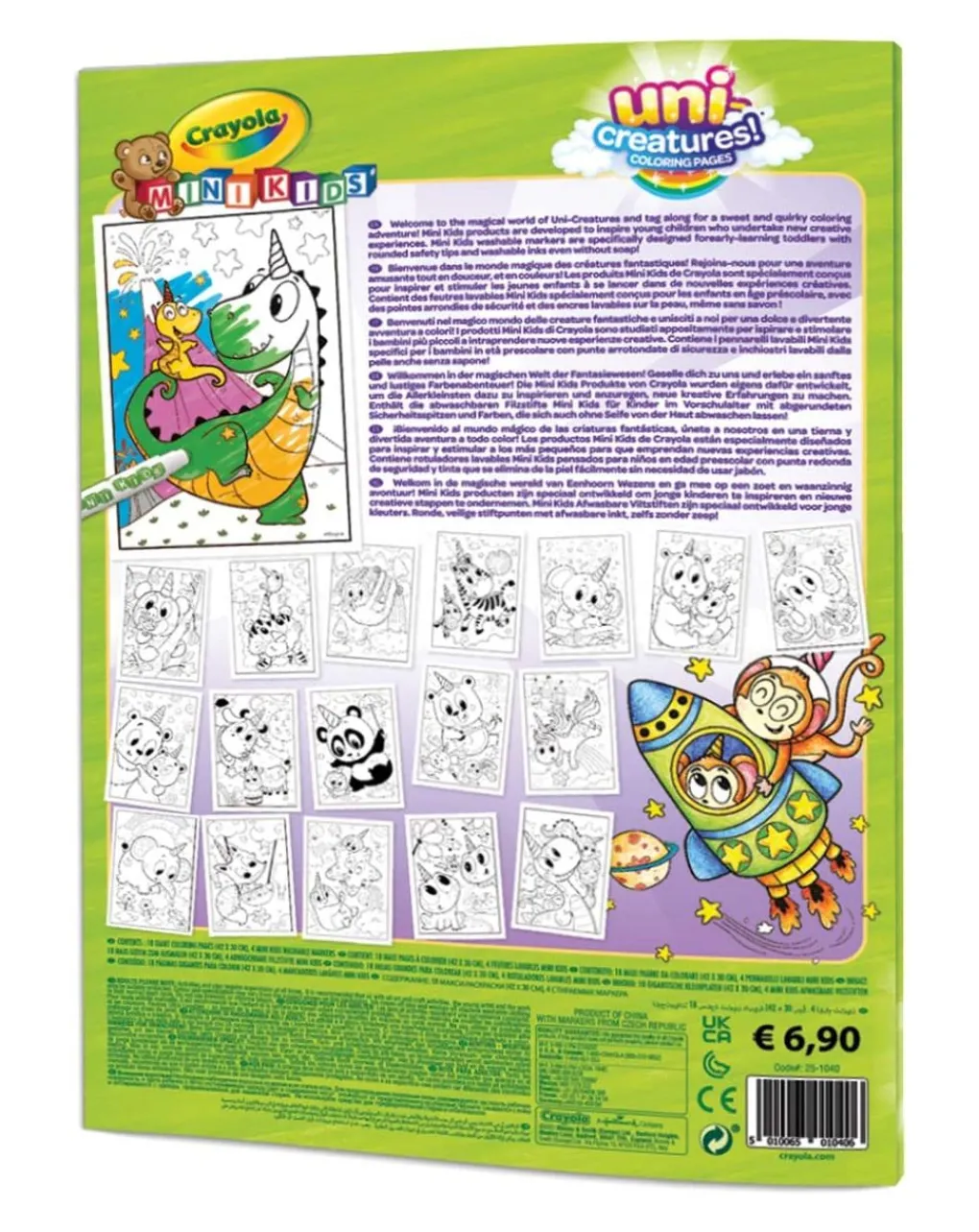 Crayola Giochi Creativi-Set Maxi Pagine Da Colorare Uni-Creatures E Pennarelli Lavabili - Mini Kids