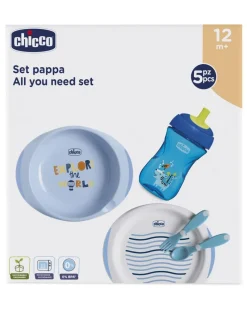 Chicco Piatti E Posate-Set Pappa 12M+ Azzurro