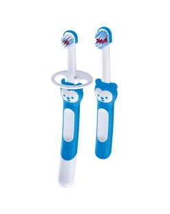 Mam Primi Dentini-Set Spazzolini Denti Bambini Con Manico Lungoda 5+ Mesiazzurro