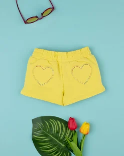 Prenatal Jeans Pantaloni E Salopette-Short Bimba French Terry Giallo Cuori