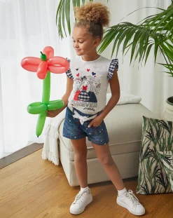 Prenatal Jeans Pantaloni E Salopette-Shorts Bambina Denim Scuro Cuori