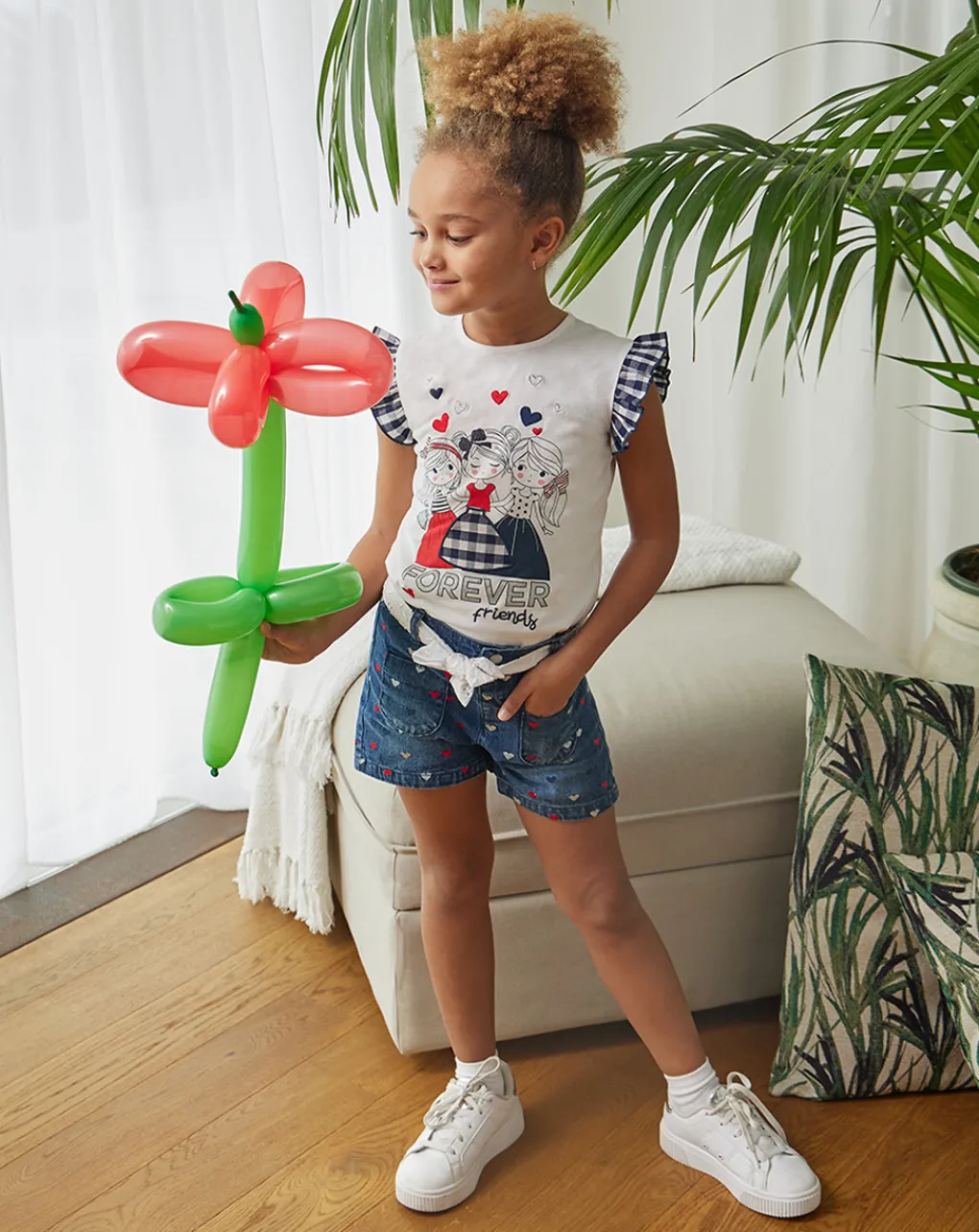 Prenatal Jeans Pantaloni E Salopette-Shorts Bambina Denim Scuro Cuori