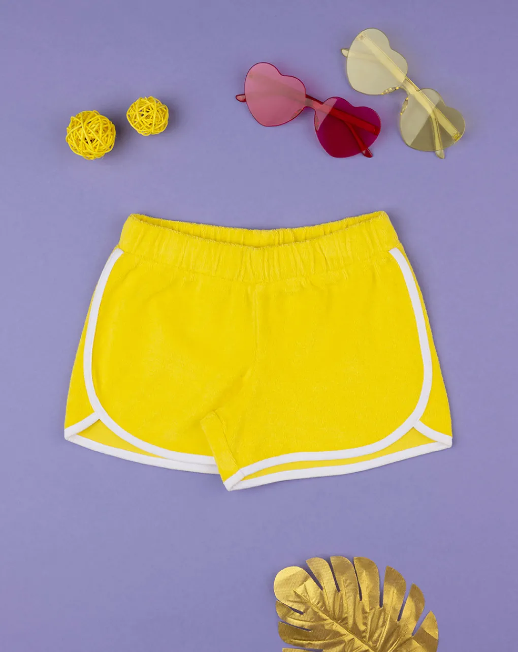 Prenatal Jeans Pantaloni E Salopette-Shorts Bambina In Spugna Giallo