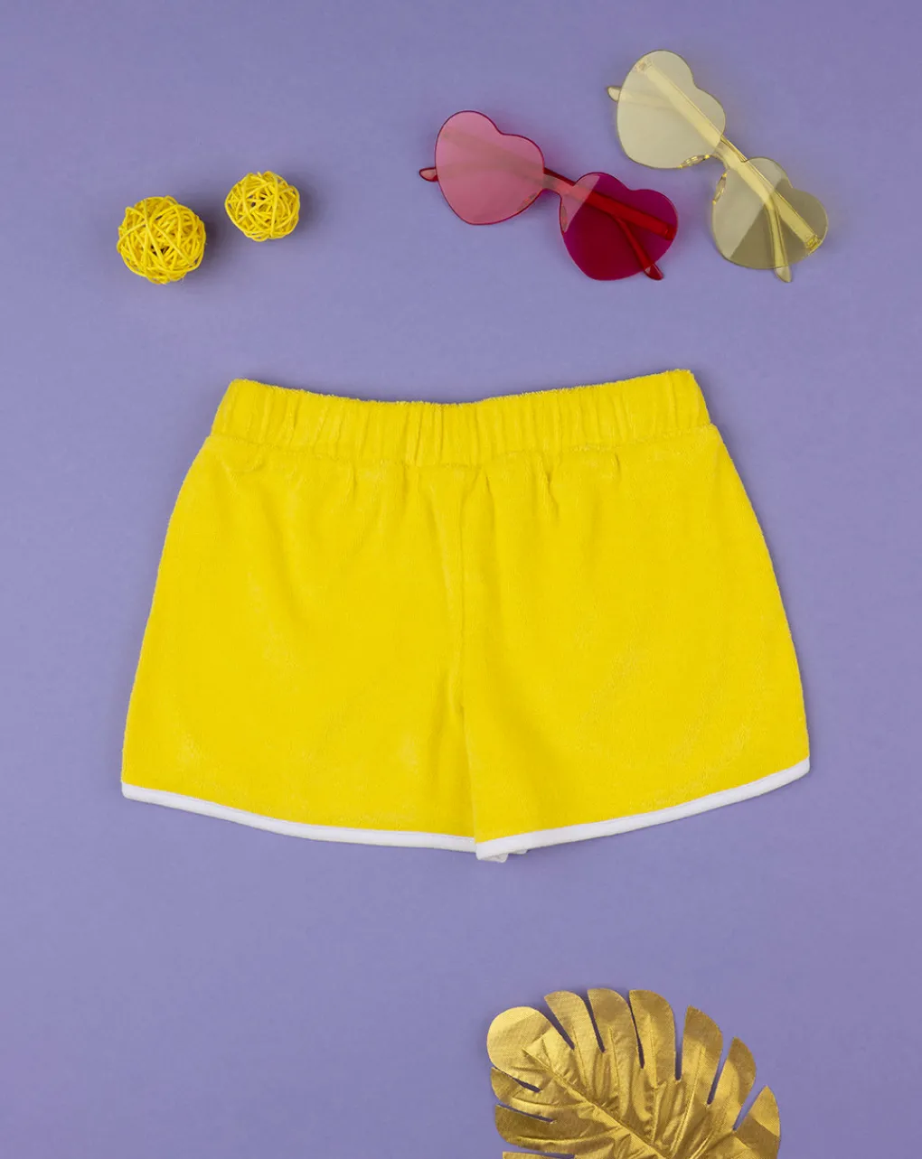 Prenatal Jeans Pantaloni E Salopette-Shorts Bambina In Spugna Giallo