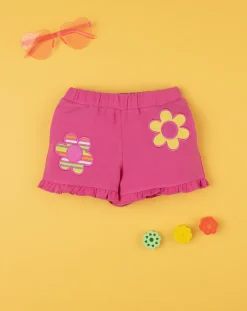 Prenatal Jeans Pantaloni E Salopette-Shorts Bimba Fucsia Patch Fiori