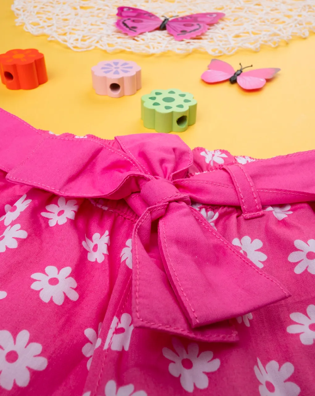 Prenatal Jeans Pantaloni E Salopette-Shorts Bimba Rosa "Margherite”