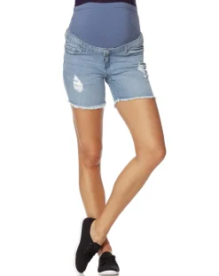 Prenatal Pantaloni Gonne E Leggings-Shorts In Denim Chiaro Sfrangiato