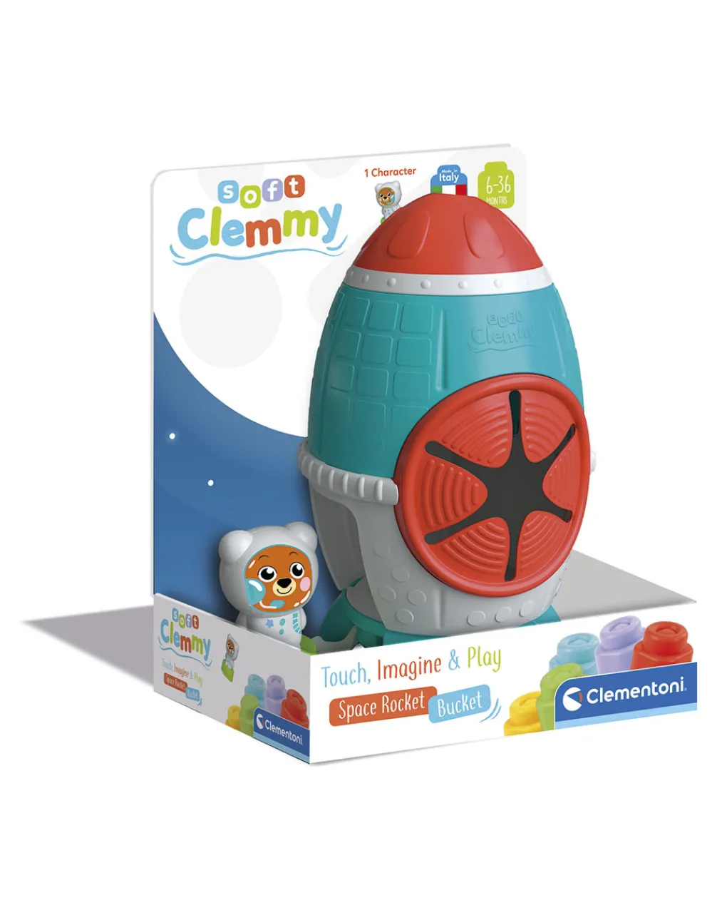 Baby Clementoni Giochi Didattici-Soft Clemmy Secchiello Rocket -