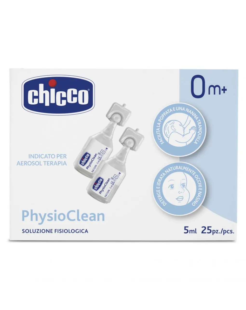 Chicco Cura Naso Occhi E Orecchie-Soluzione Fisiologica Physioclean 5 Ml 25 Pz