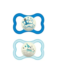 Mam Succhietti-Succhietti Air Night 6+ Silicone Conf. Doppia Azzurro