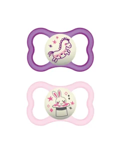 Mam Succhietti-Succhietti Air Night 16+ Silicone Conf. Doppia Rosa/Viola