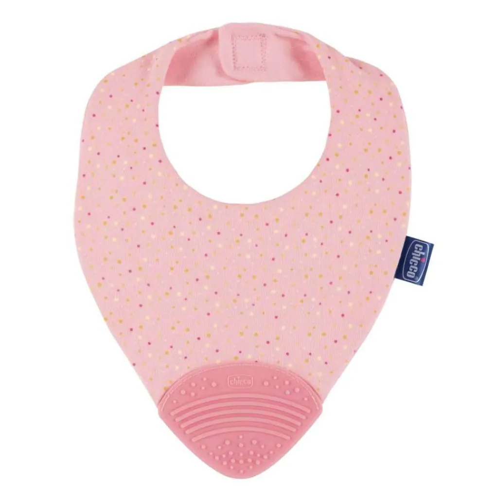 Chicco Primi Dentini-Teether Gummy Bib Rosa