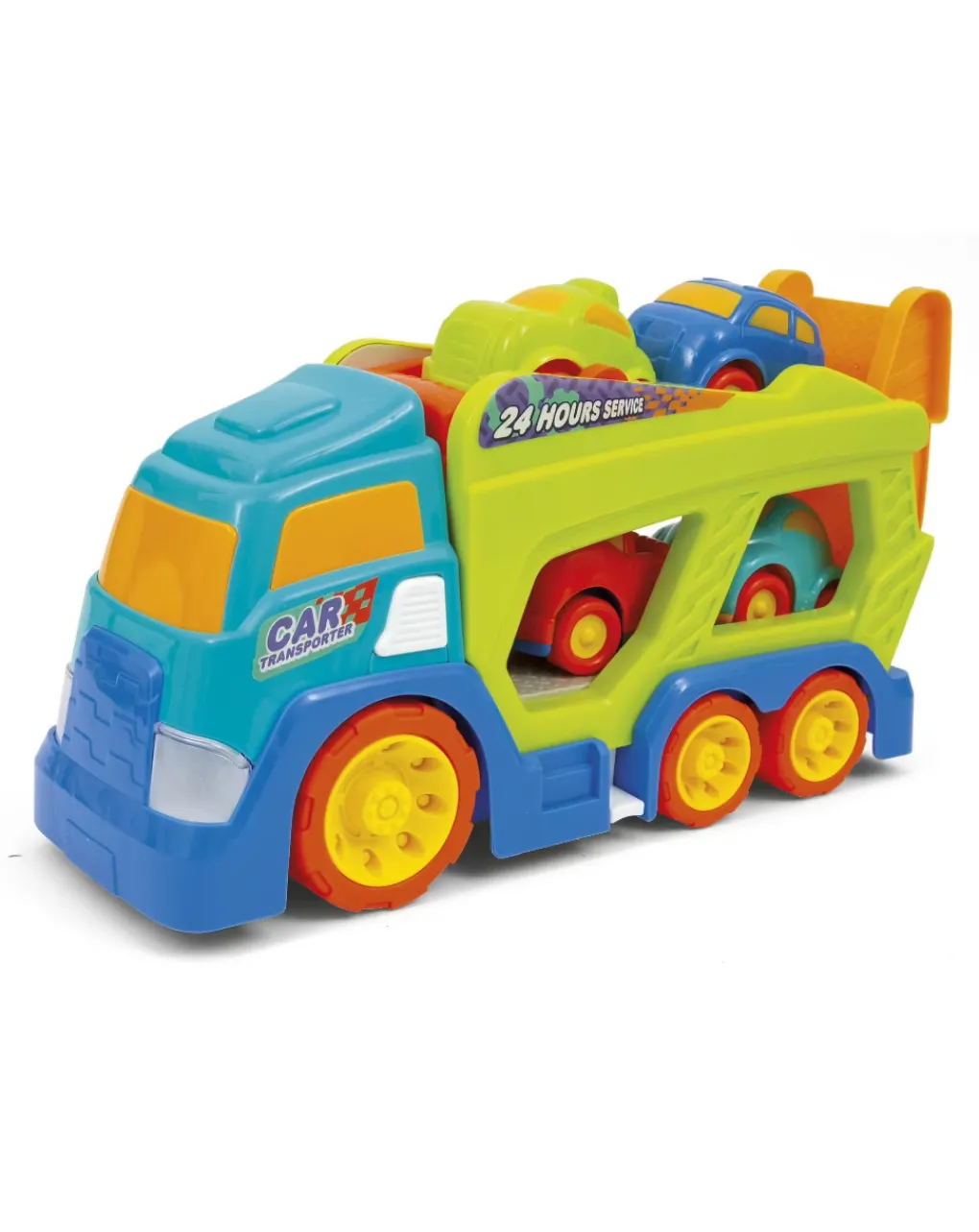Baby Smile Giochi Primi Mesi-Transporter Truck Suoni E 4 Auto Incluse -