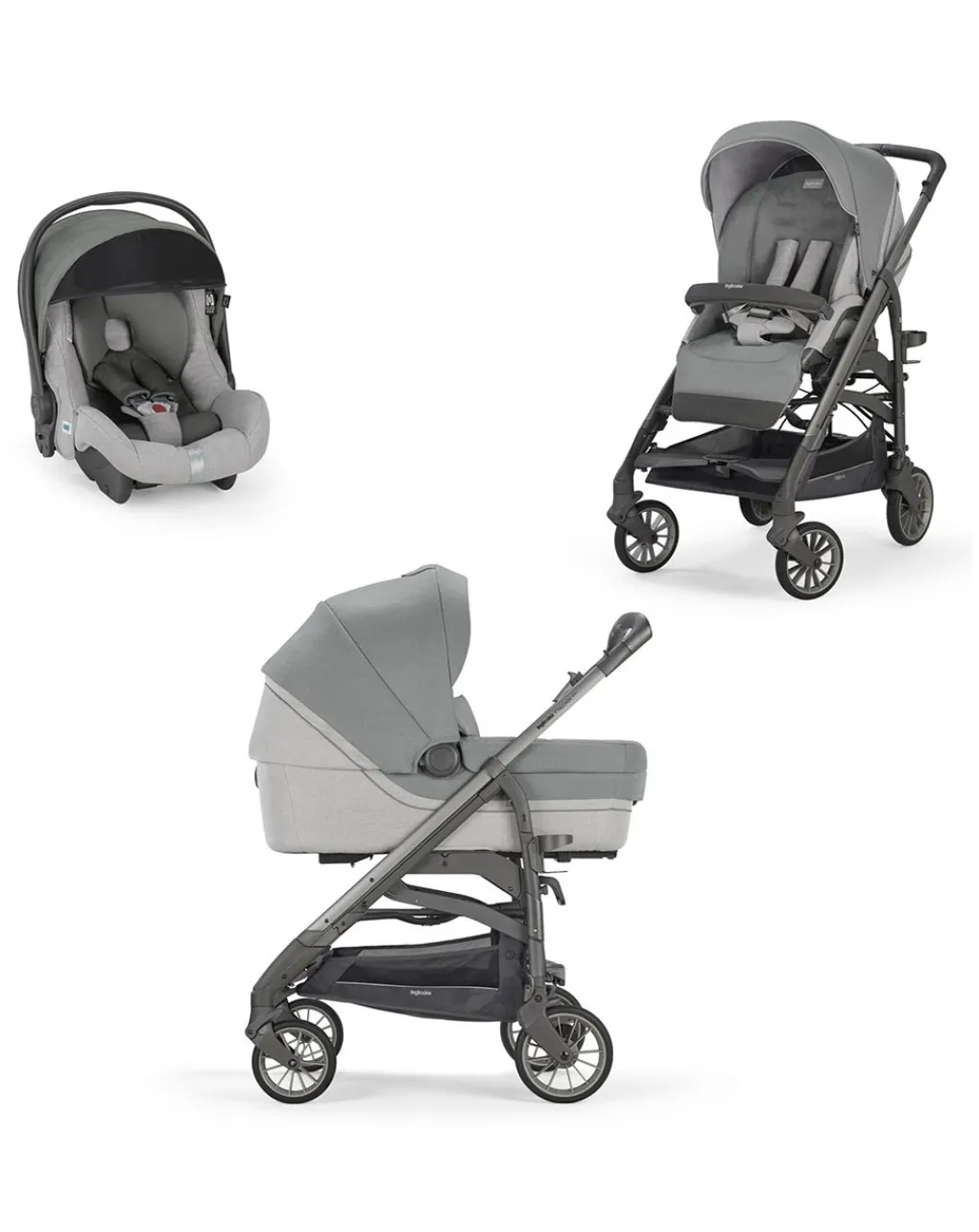 Inglesina Trio E Duo-Trilogy System - Colore Cayman Silver Con Telaio City Ardesia
