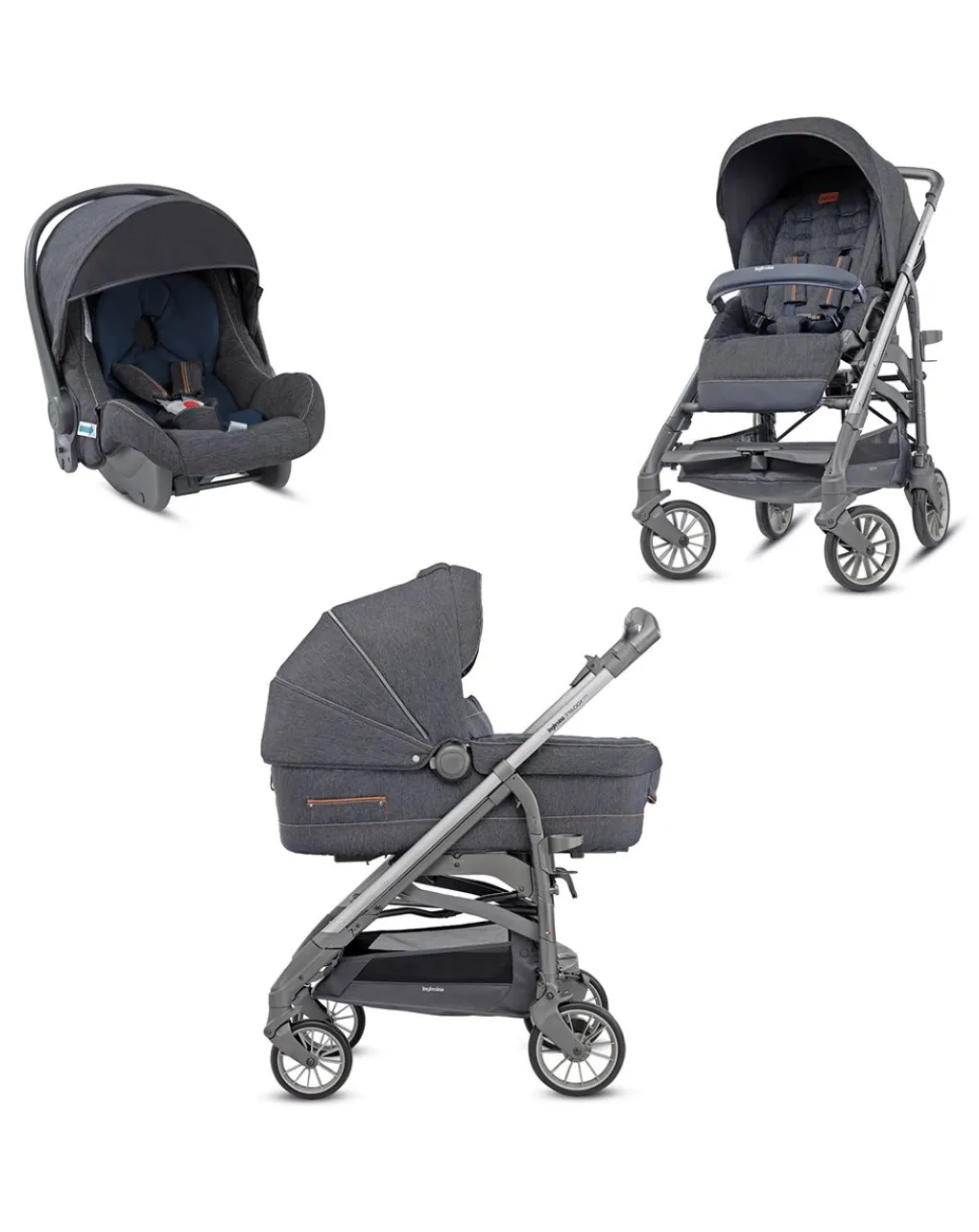Inglesina Trio E Duo-Trilogy System - Colore Village Denim Con Telaio City Ardesia